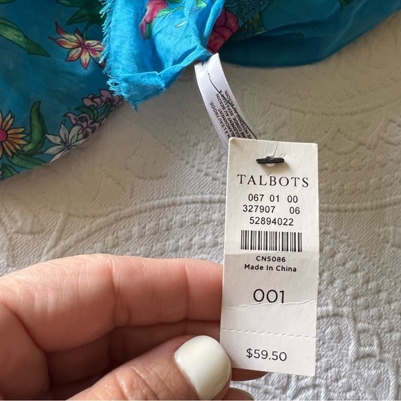 TALBOTS blue floral scarf NEW spring summer scarf oblong pastel‎ blue pink modal - Picture 5 of 7